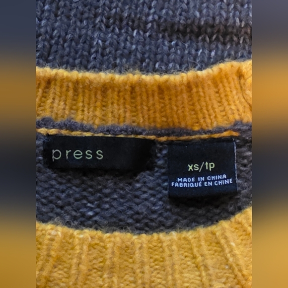 Press Colorblock Chevron Knit Sweater Yellow White Gray NWT Size XS - Picture 7 of 10